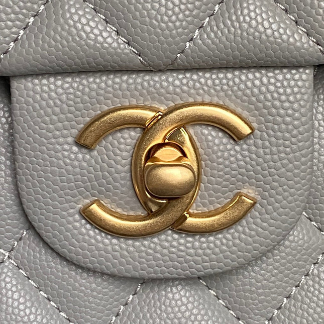 CHANEL 25S FLAP BAG 22 IN CHARCOAL GRAY CALFSKIN GOLD HARDWARE