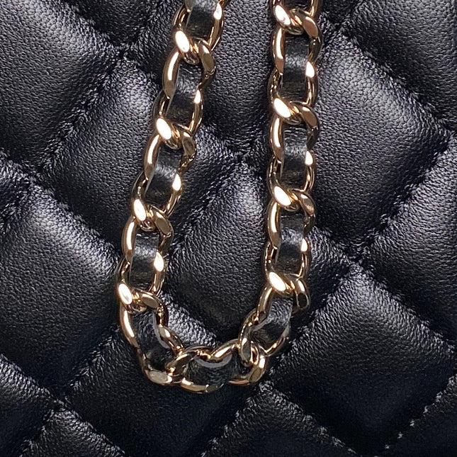 CHANEL 25S VANITY CASE 17 IN BLACK LAMBSKIN GOLD HARDWARE