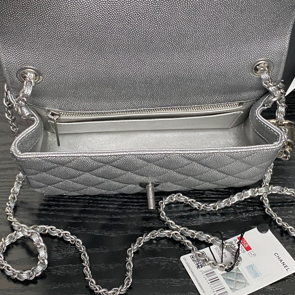 CHANEL 25S FLAP BAG 20 IN DARK GRAY CALFSKIN