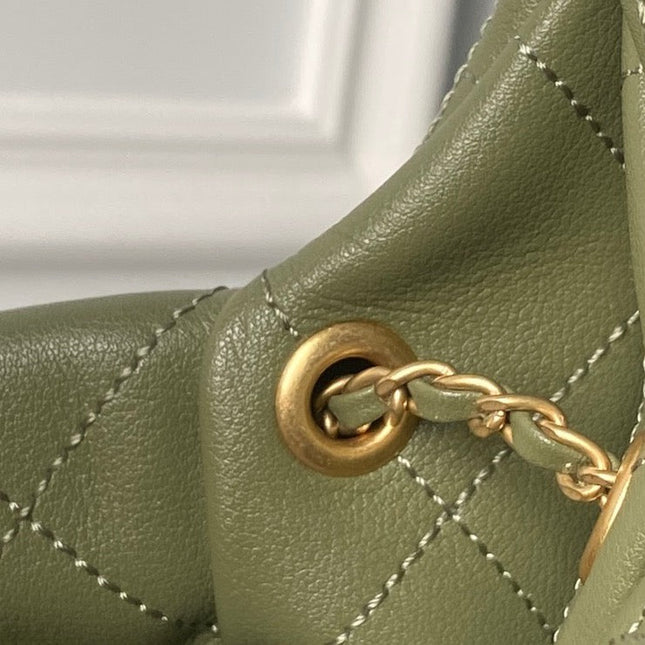CHANEL 25S HOBO BAG 45 IN DARK GREEN LAMBSKIN