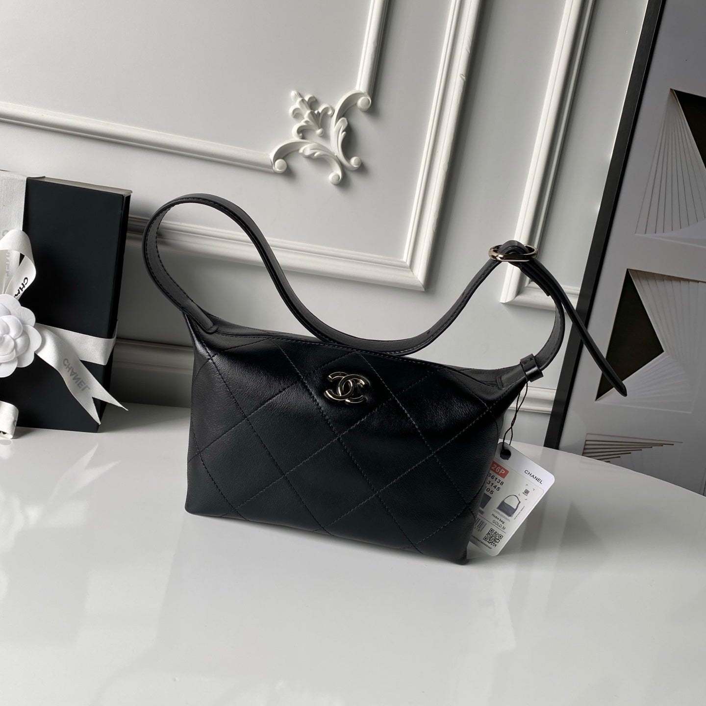 CHANEL 26S HOBO BAG 23 IN BLACK LAMBSKIN
