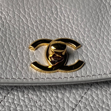 CHANEL 26S BOWLING BAGUETTE BAG 30CM IN GREY CAVIAR CALFSKIN