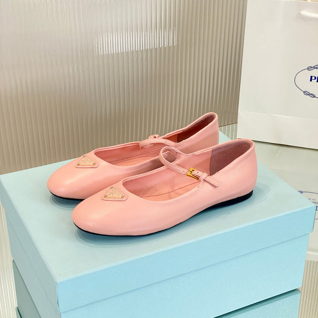 PRA NAPPA MARY JANE FLAT ROSE LAMBSKIN