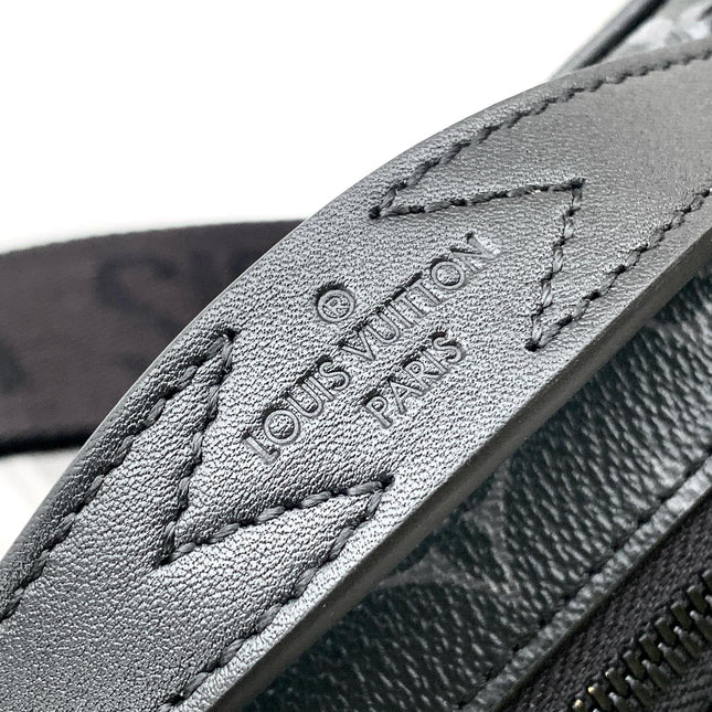 LV 26S S LOCK CROSSBODY BAG 22 IN CHARCOAL GRAY EMBOSSED TAURILLON LEATHER