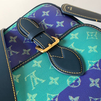 LV 26S CROSSBODY BAG 35 IN BLUE WITH LIGHT BLUE ACCENTS COATED CANVAS