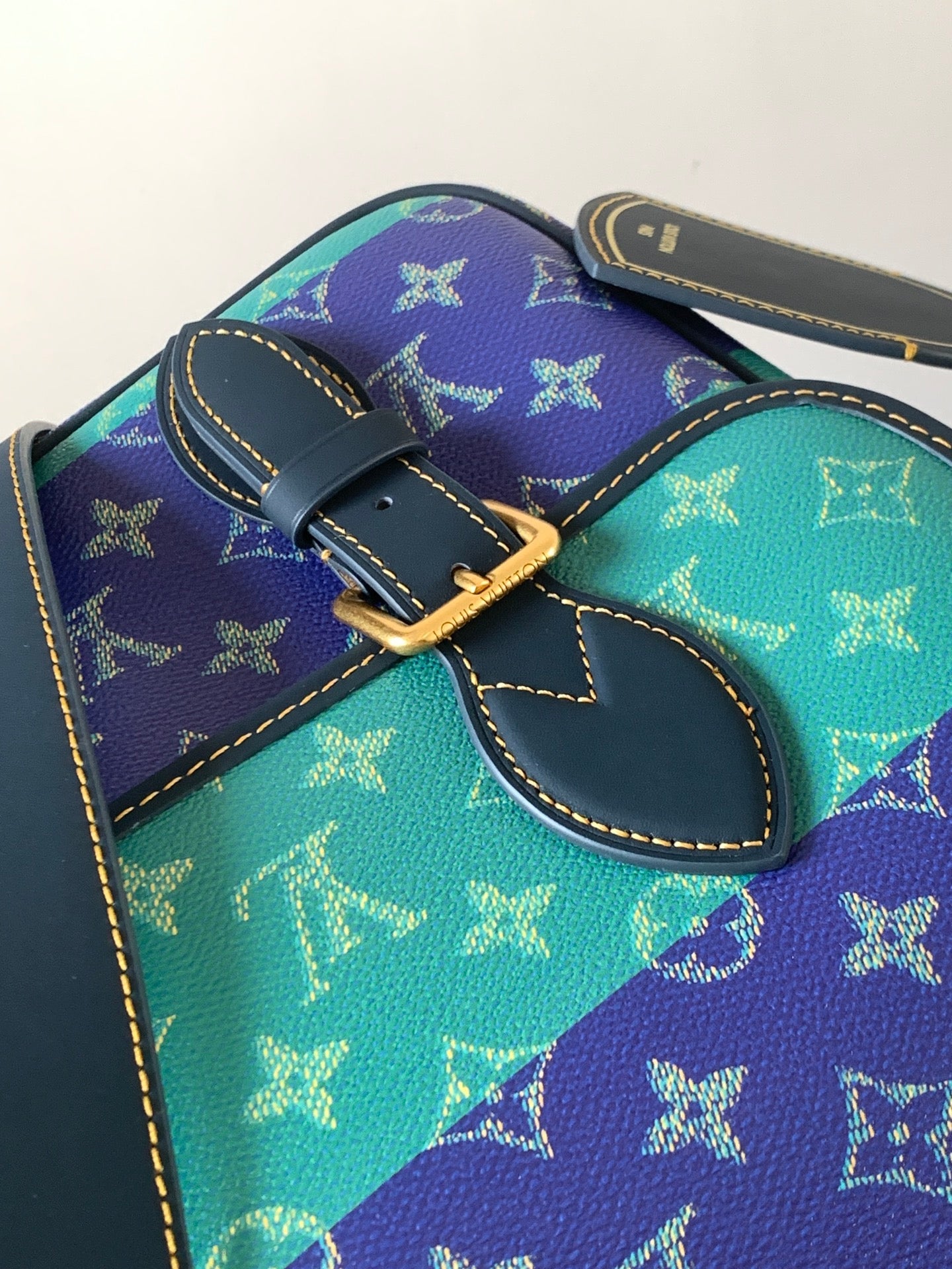 LV 26S CROSSBODY BAG 35 IN BLUE WITH LIGHT BLUE ACCENTS COATED CANVAS