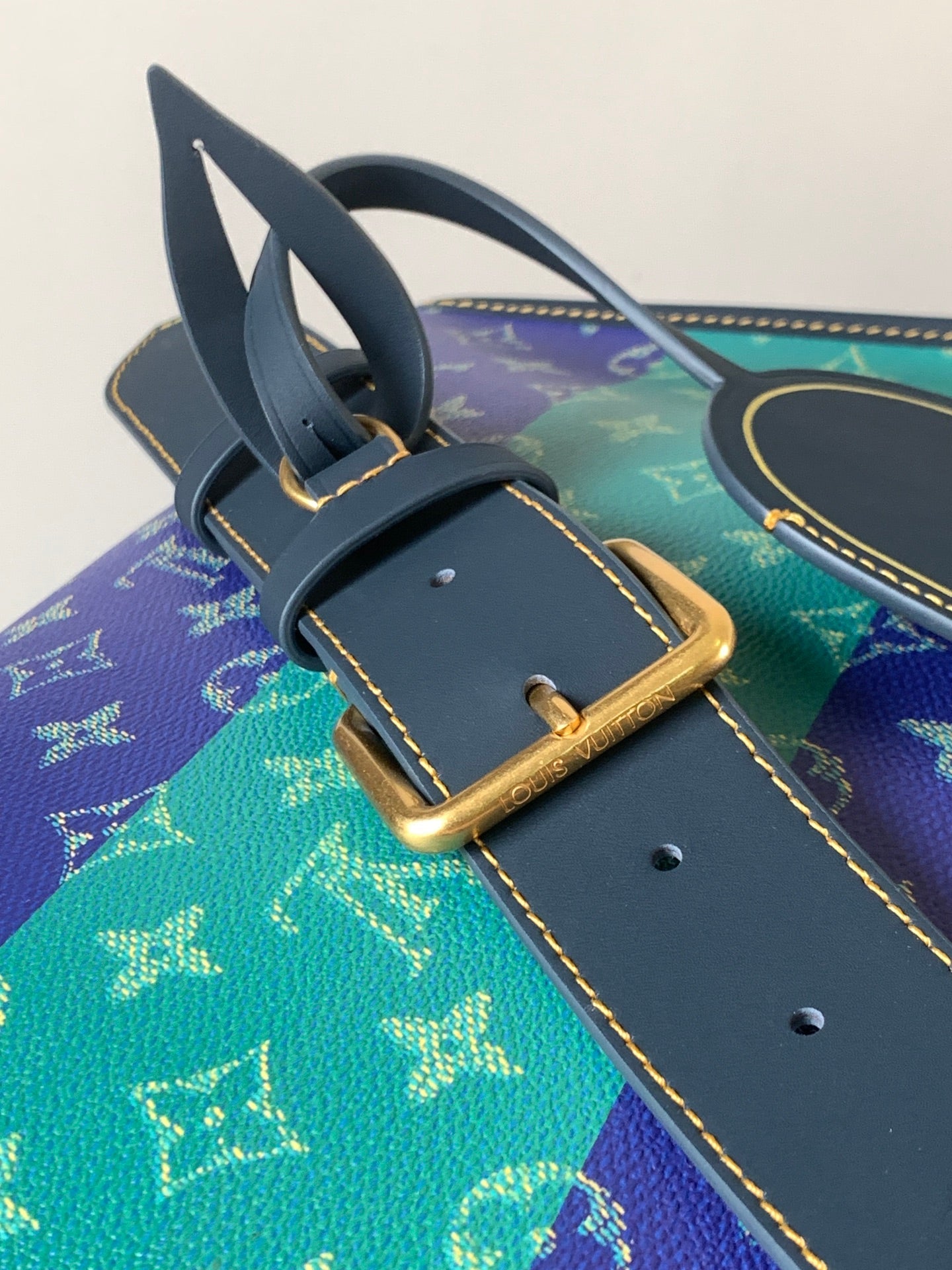 LV 26S CROSSBODY BAG 35 IN BLUE WITH LIGHT BLUE ACCENTS COATED CANVAS
