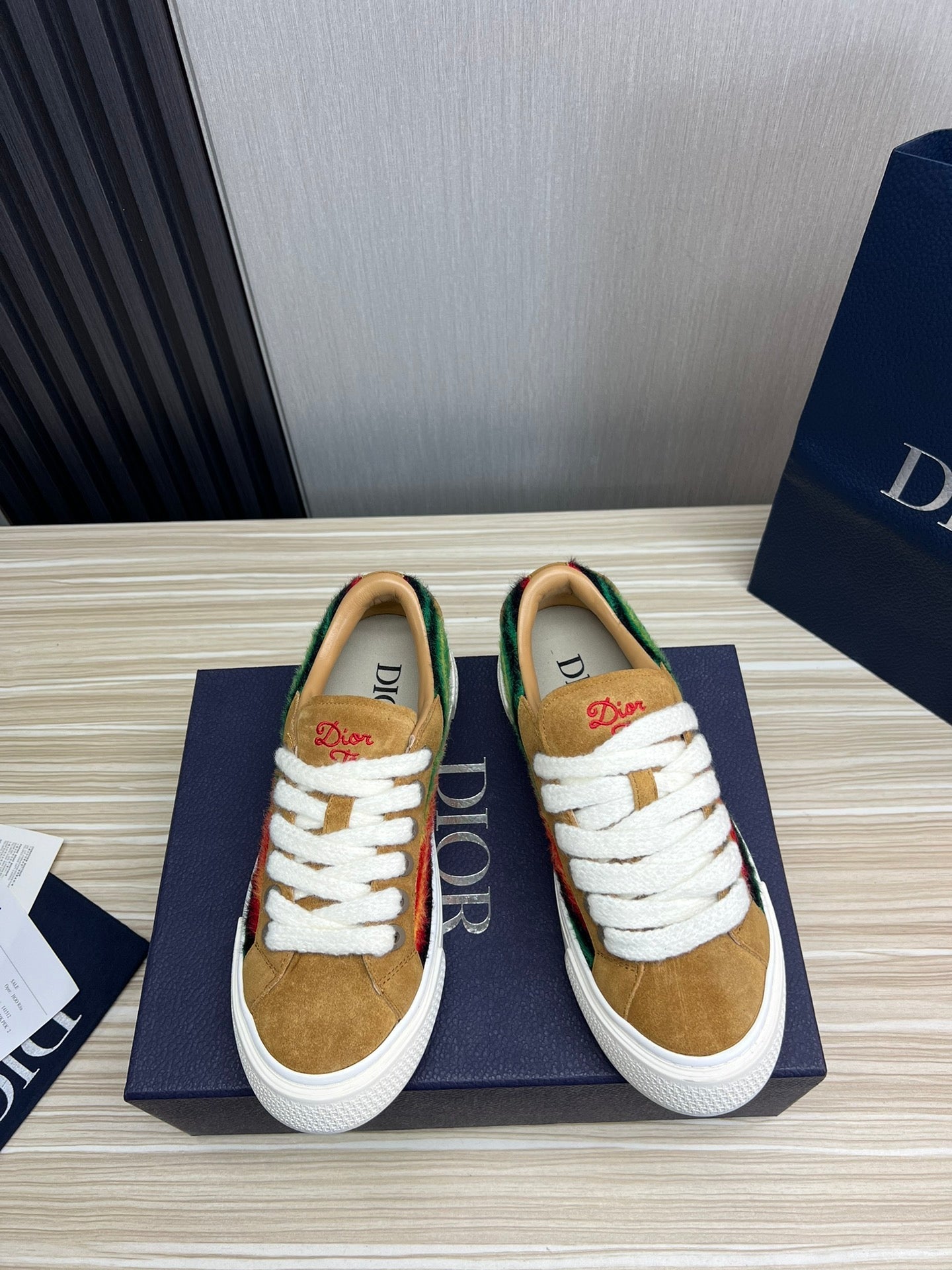 CD B33 SNEAKER BRONZE SUEDE AND FABRIC