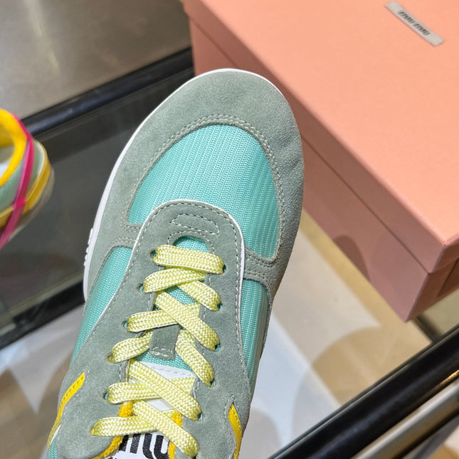 MIUMIU 26S SNEAKERS IN MULTICOLOR FABRIC AND SUEDE