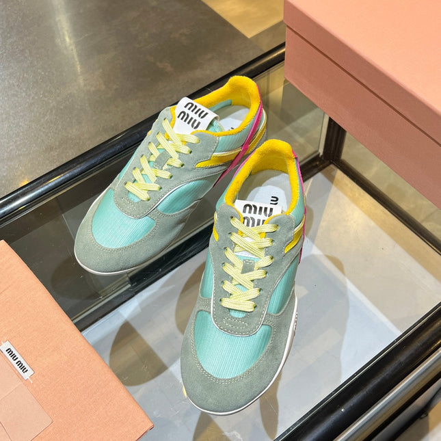 MIUMIU 26S SNEAKERS IN MULTICOLOR FABRIC AND SUEDE