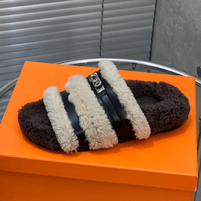 HM 25S SANDAL IN BEIGE WOOL AND BLACK LAMBSKIN WITH SILVER HARDWARE