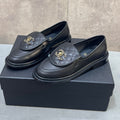 CHANEL 26S LOAFERS IN BLACK QUILTED CALFSKIN WITH CHAIN CC LOGO