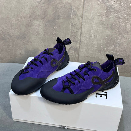 LOEWE 26S LACE UP SNEAKERS IN ROYAL PURPLE SUEDE AND RUBBER SOLE