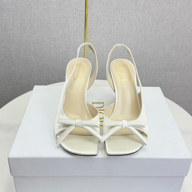 DIOR 26S HIGH-HEEL BACK-STRAP SHOES IN WHITE SATIN