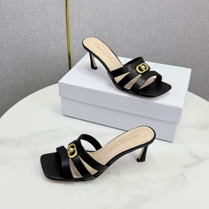 DIOR 26S 30 MONTAIGNE HIGH-HEELED IN BLACK CALFSKIN GOLD HARDWARE