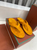 LP 26S THONG SANDALS IN MUSTARD YELLOW SUEDE