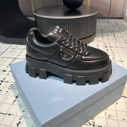PRA MONOLITH BRUSHED LACE-UP SHOES BLACK LAMBSKIN