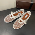 ALAIA BALLET FLATS IN WHITE MESH FISHNET