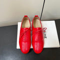 CELINE 26S MINIMAL LACE-UP SHOES IN RED CALFSKIN