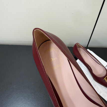 DIOR 26S POINTED-TOE HIGH HEELS 35MM IN DARK RED CALFSKIN GOLD HARDWARE