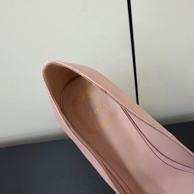 DIOR 26S POINTED-TOE HIGH HEELS 70MM IN PINK CALFSKIN GOLD HARDWARE