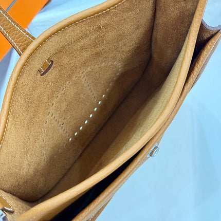 HM 26S EVELYNE BAG 23CM IN ORANGE BROWN GRAINED CALFSKIN