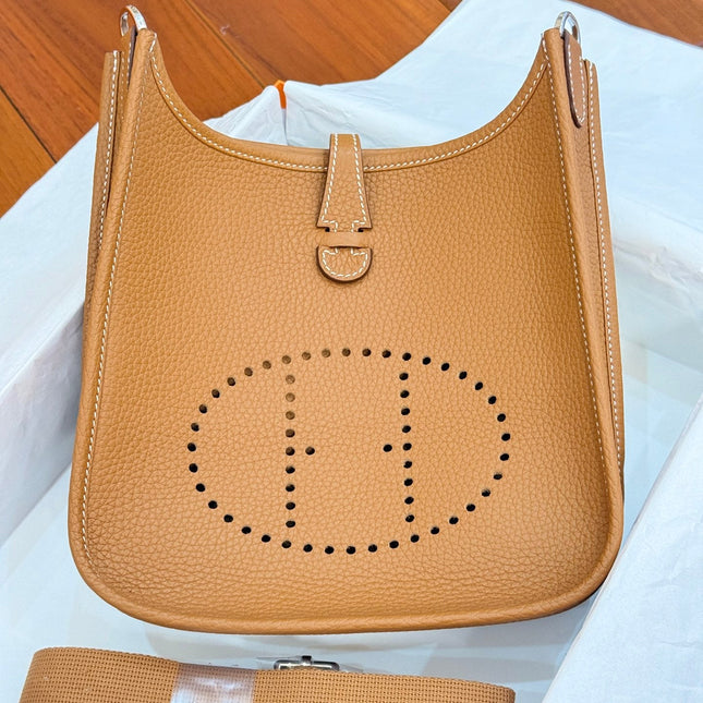 HM 26S EVELYNE BAG 23CM IN ORANGE BROWN GRAINED CALFSKIN