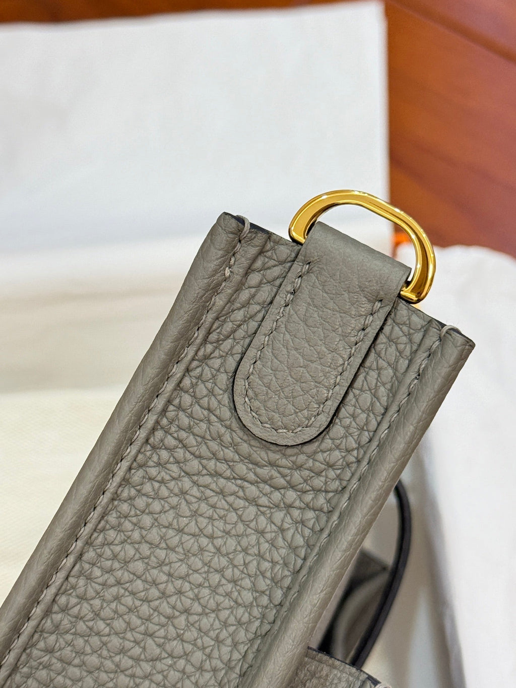 HM 26S EVELYNE BAG 23MM IN GRAY GRAINED CALFSKIN
