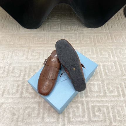 TASSEL MULES IN RUSSET BROWN LAMBSKIN
