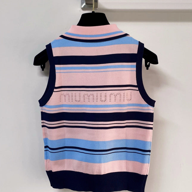 MIUMIU 26S SLEEVELESS KNIT POLO TOP STYLE 1124
