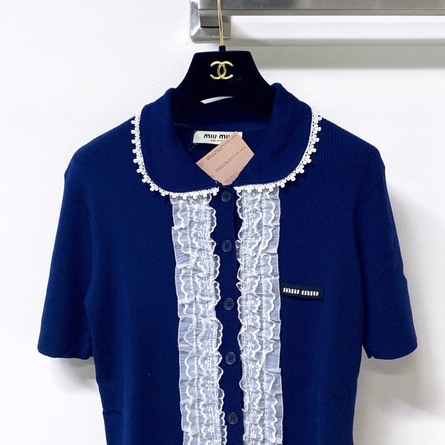 MIUMIU 26S SHORT-SLEEVED KNIT POLO SHIRT STYLE 1053