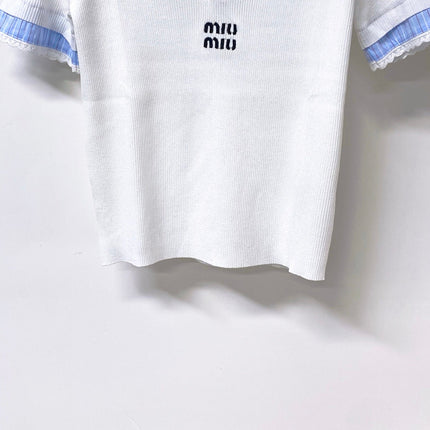 MIUMIU 26S SHORT-SLEEVED KNIT POLO SHIRT STYLE 1054