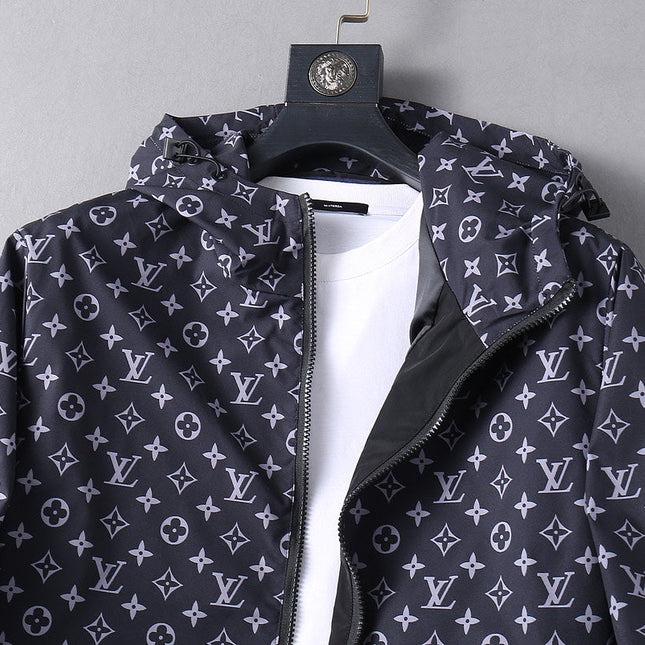 LV HOODED JACKET NAVY BLUE MONOGRAM AND BLACK 239169