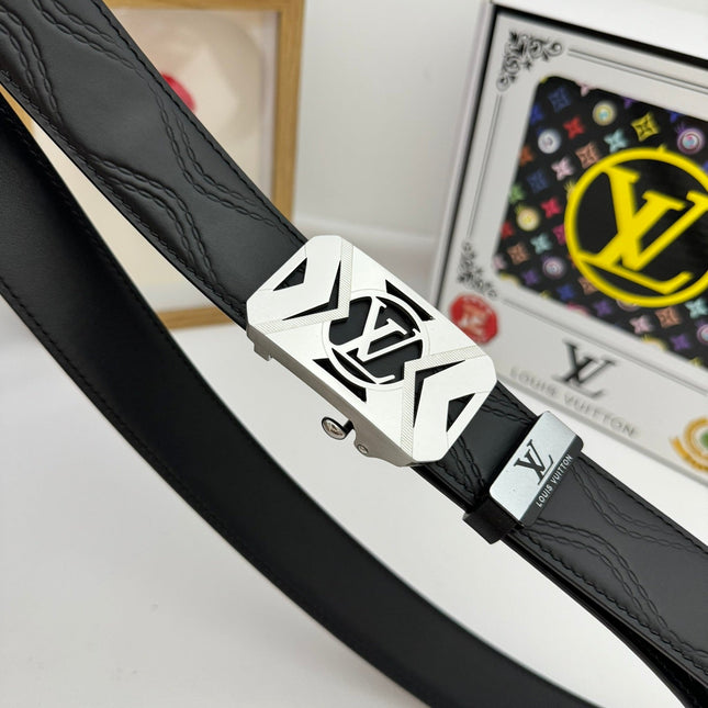 LV 25S BELT 35 MM IN BLACK CALFSKIN 593218