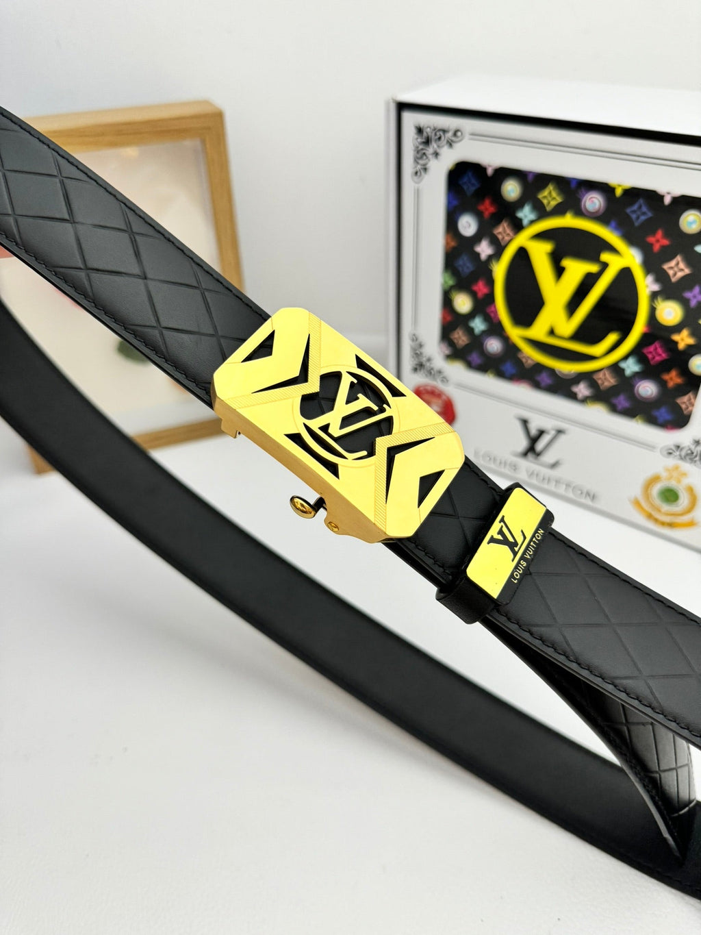 LV 25S BELT 35 MM IN BLACK CALFSKIN 593219