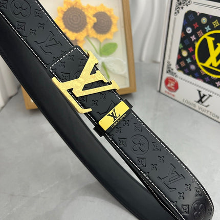 LV 25S BELT 38 MM IN BLACK CALFSKIN STAMP LOGO 593293