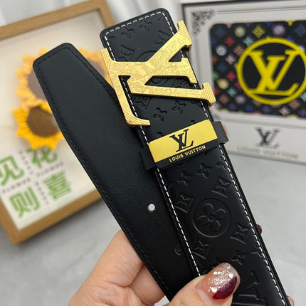 LV 25S BELT 38 MM IN BLACK CALFSKIN STAMP LOGO 593293
