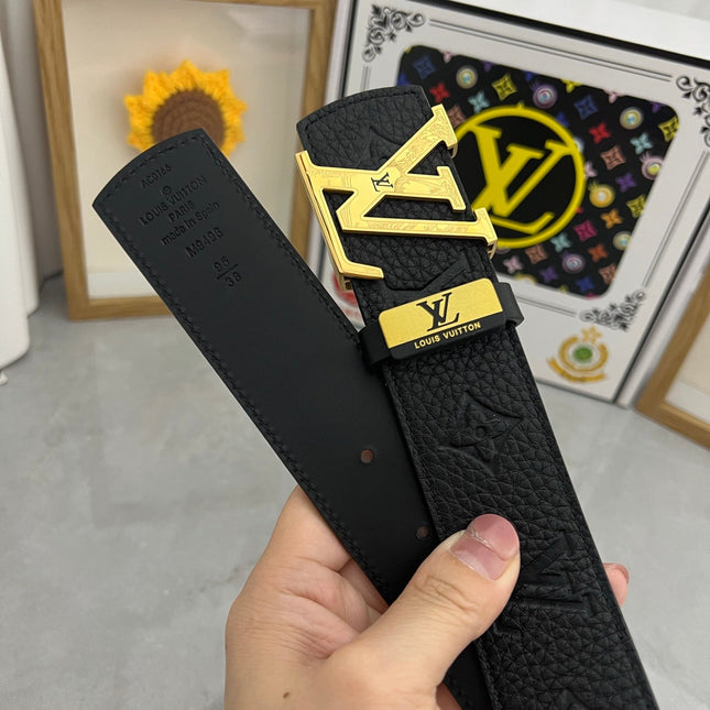 LV 25S BELT 38 MM IN BLACK CALFSKIN 593284