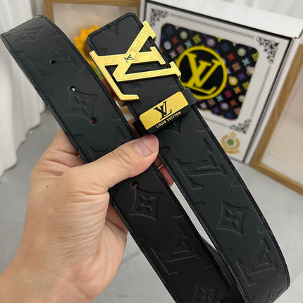 LV 25S BELT 38 MM IN BLACK CALFSKIN STAMP LOGO 593296