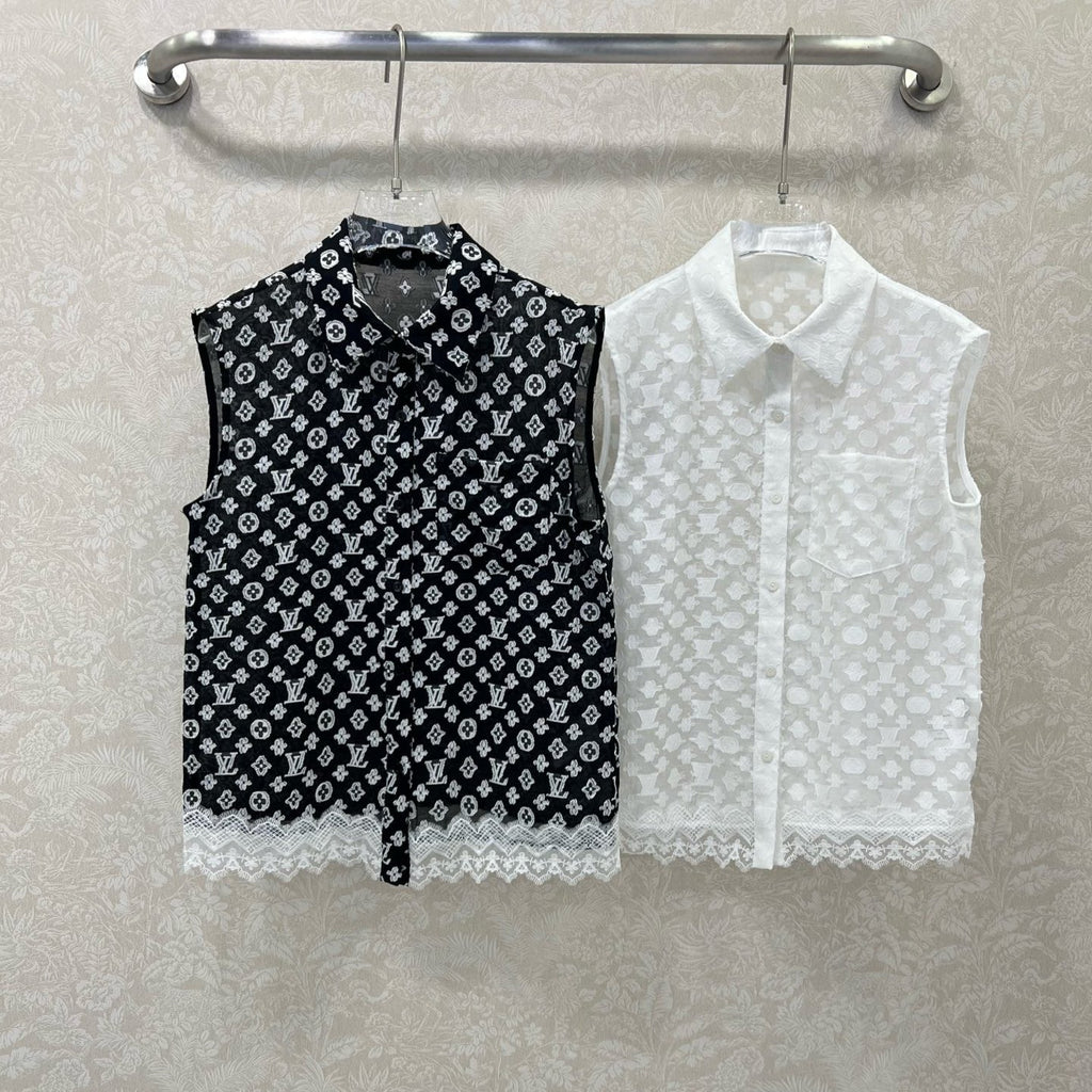 LV SLEEVELESS TOP WITH SCALLOPED LACE HEM 263195