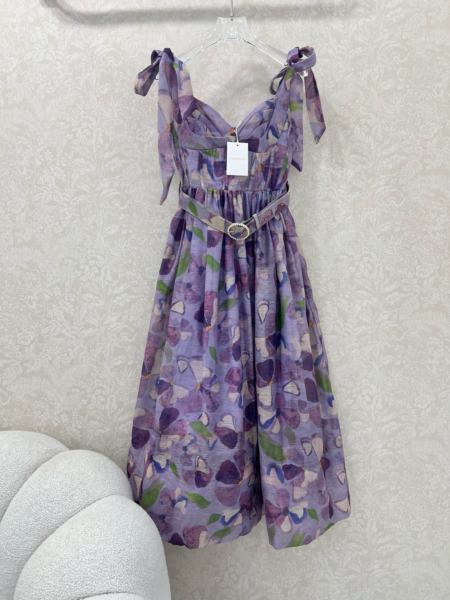 ZIMMERMANN LONG HERRINGBONE DRESS IN PLUM PURPLE 269379