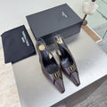 YSL 26S SLINGBACK HIGH HEELS 105 MM IN DARK BROWN CALFSKIN
