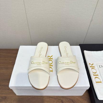 DIOR SANDAL 25S IN WHITE LAMBSKIN WITH GOLD HARDWARE