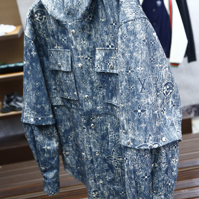 LV HOODED JACKET IN BLUE MONOGRAM WASHED DENIM 238944
