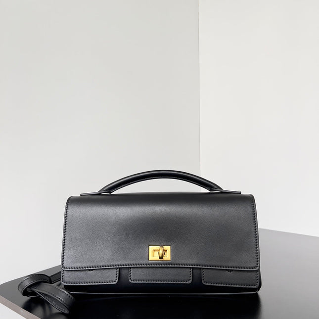 BEL AIR CLUTCH 27 IN BLACK NAPPA LAMBSKIN GOLD HARDWARE