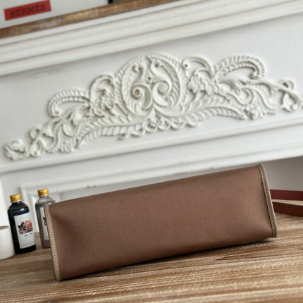 ZIP CABINE 31 BAG IN CHOCOLATE BROWN CANVAS AND BRONZE BROWN CALFSKIN