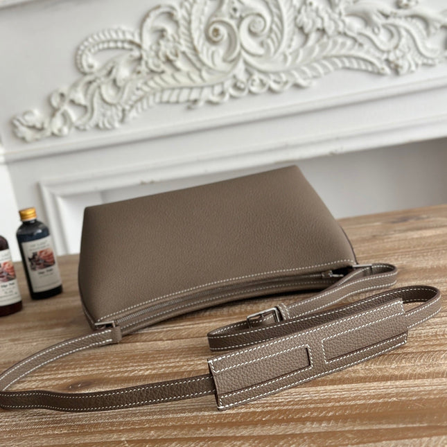HM 25S BERLINGOT 24 CM IN TAUPE BROWN LAMBSKIN