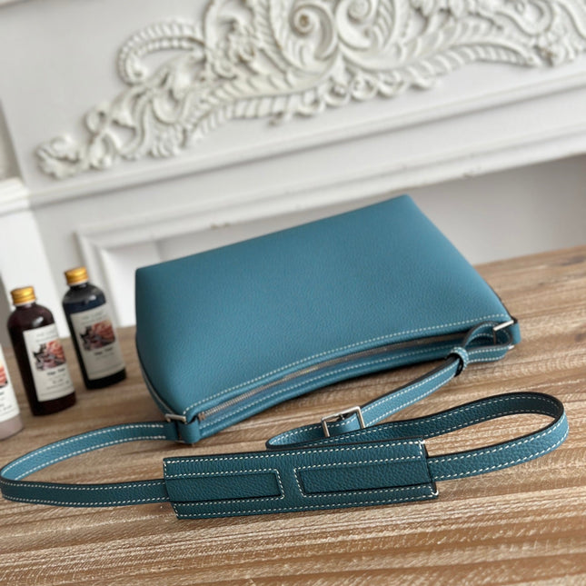 HM 25S BERLINGOT 24 CM IN TEAL BLUE LAMBSKIN