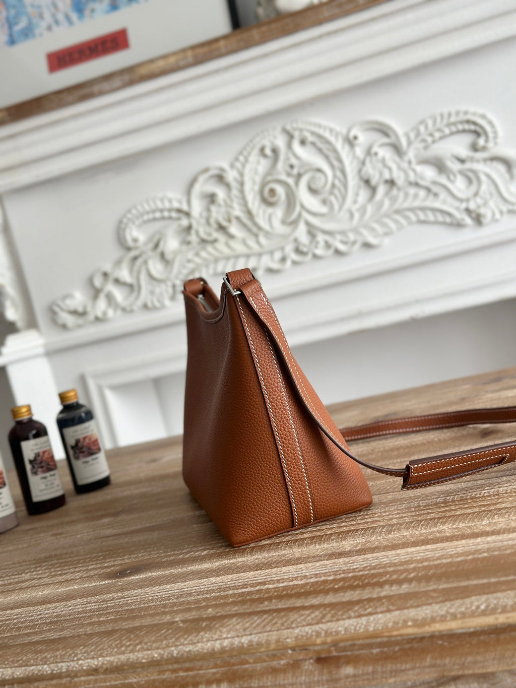 HM 25S BERLINGOT 24 CM IN BROWN LAMBSKIN