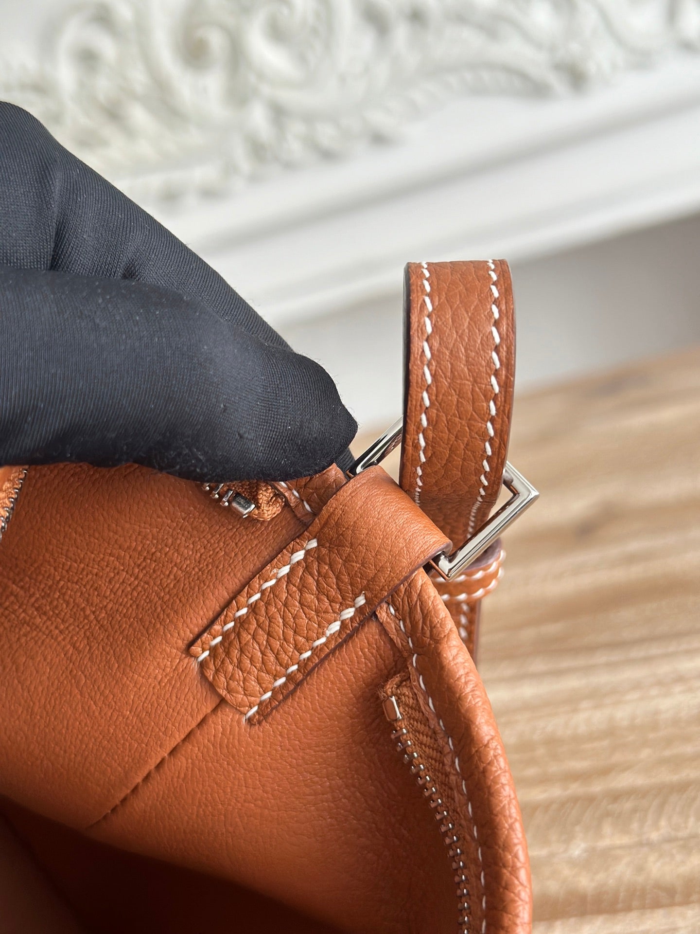 HM 25S BERLINGOT 24 CM IN BROWN LAMBSKIN